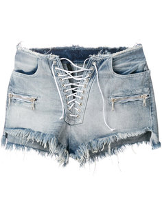 lace-up denim shorts Unravel Project