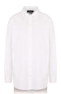 Однотонная хлопковая блуза свободного кроя DKNY