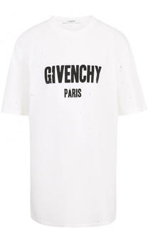Хлопковая футболка свободного кроя с логотипом бренда Givenchy