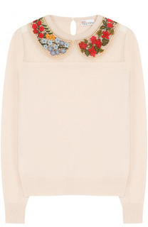 Шерстяной пуловер с контрастной декоративной отделкой REDVALENTINO