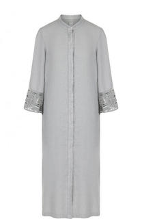 Льняное платье-миди с укороченным рукавом 120% Lino