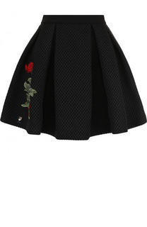 Пышная мини-юбка с контрастной цветочной вышивкой Philipp Plein