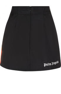 Мини-юбка с контрастной отделкой и логотипом бренда Palm Angels