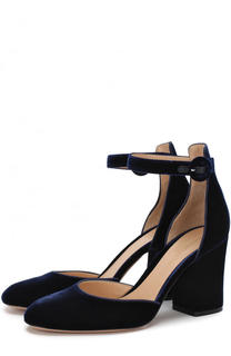 Бархатные туфли Greta с ремешком на щиколотке Gianvito Rossi