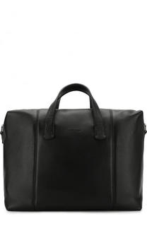 Кожаная дорожная сумка на молнии с плечевым ремнем Giorgio Armani