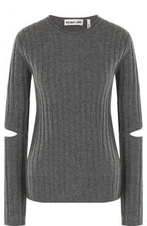 Шерстяной пуловер фактурной вязки с разрезами на рукавах Helmut Lang