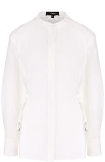 Приталенная хлопковая блуза со шнуровкой Theory