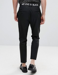 Брюки зауженного кроя с принтом на поясе Religion - Черный