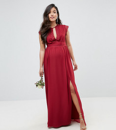 Платье макси с кружевом TFNC Maternity WEDDING - Красный