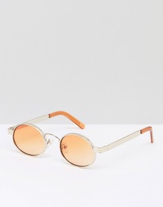 Овальные солнцезащитные очки с оранжевыми стеклами ASOS - Золотой