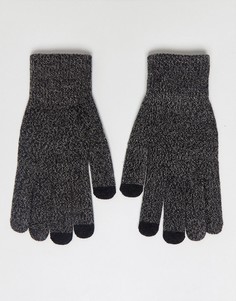 Черно-серые перчатки для сенсорных гаджетов ASOS - Черный