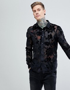 Рубашка с цветочным рисунком ASOS - Черный