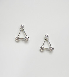 Серебристые треугольные серьги-гвоздики с камнями DesignB London - Серебряный