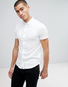 Белая узкая рубашка с короткими рукавами Emporio Armani - Белый