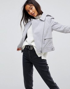 Замшевая байкерская куртка ASOS - Серый