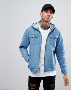 Куртка с эффектом кислотной стирки и капюшоном Ascend Denim - Синий