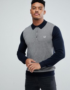 Темно-синяя футболка-поло с жаккардовым узором Fred Perry - Темно-синий