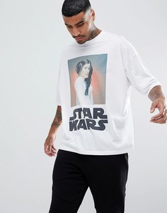 Oversize-футболка с принтом принцессы Леи из Звездных войн ASOS - Белый