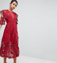 Эксклюзивное кружевное платье миди с цветами Keepsake - Красный