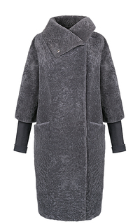 Шуба из овчины с трикотажными митенками Virtuale Fur Collection