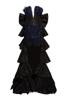 Комбинированное платье со шлейфом Dundas