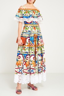 Хлопковое платье с принтом Dolce&;Gabbana
