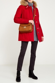 Красная хлопковая парка с мехом Woolrich