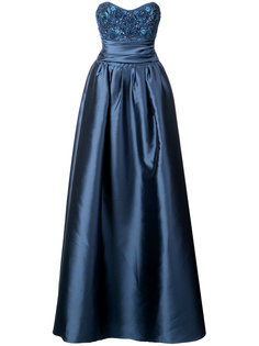 вечернее платье-бюстье с декорированным лифом Marchesa Notte