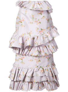 юбка миди с цветочным принтом и оборками  Brock Collection