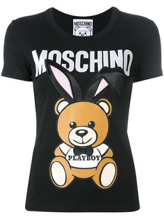 футболка с принтом медведя Playboy Moschino