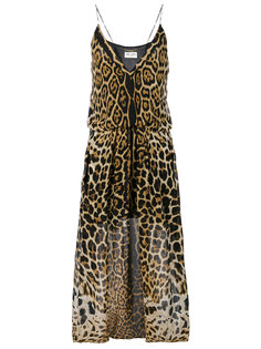 платье с леопардовым принтом  Saint Laurent
