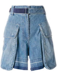 джинсовые шорты с накладными карманами Sacai