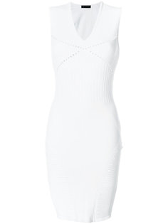 перфорированное платье в рубчик  Versace