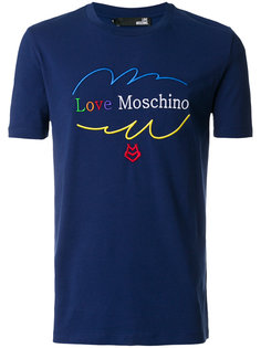 футболка с вышитым логотипом Love Moschino