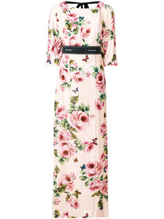 длинное платье с цветочным принтом  Dolce & Gabbana