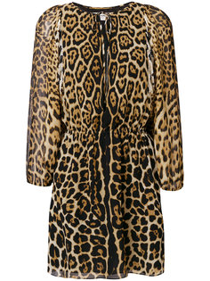 короткое пплатье с леопардовым принтом  Saint Laurent