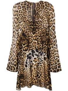платье шифт с леопардовым принтом  Saint Laurent