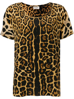 футболка с леопардовым принтом  Saint Laurent
