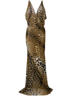 длинное платье с леопардовым принтом  Saint Laurent