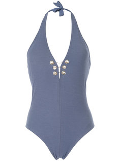 eyelet and chain front swimsuit Moeva