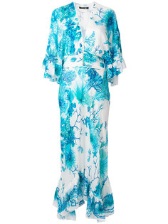 длинное платье шифт с цветочным принтом  Roberto Cavalli