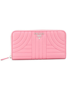 quilted zip around wallet Prada