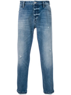 джинсы прямого кроя с потертой отделкой Pt05