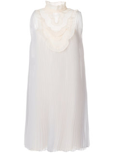 плиссированное платье с высоким воротом  Prada