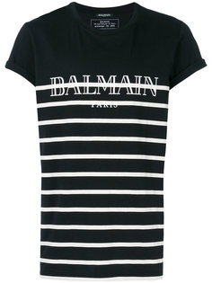 футболка в полоску с принтом логотипа Balmain