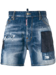 джинсовые шорты с потертой отделкой Dsquared2
