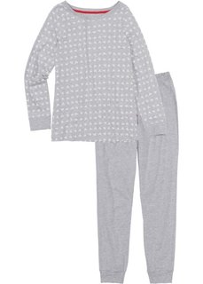 Пижама (светло-серый меланж/кремовый) Bonprix