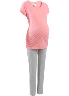 Пижама для будущих мам (розовый/серый меланж) Bonprix