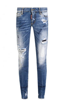 Укороченные зауженные джинсы с потертостями Dsquared2