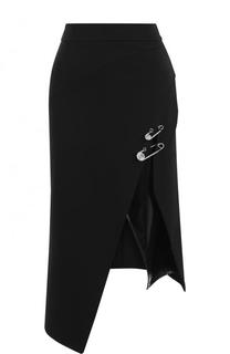 Однотонная юбка-миди асимметричного кроя Versace Versus